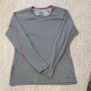Patagonia Gray Long Sleeve Top with Pink Highlights